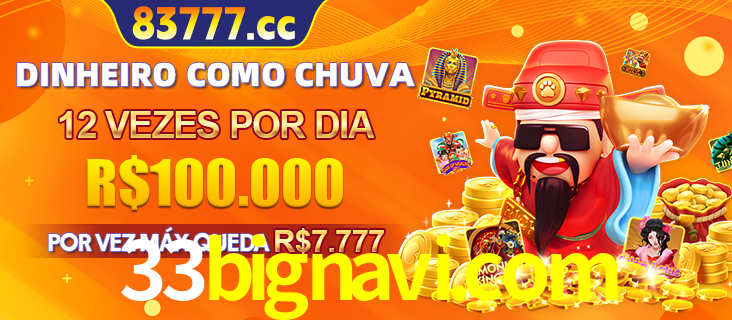Banner do programa de recompensas Recomende para amigos do 33bignavi.com, detalhando os bônus por convidar amigos, com prêmios que chegam a R$288.888.