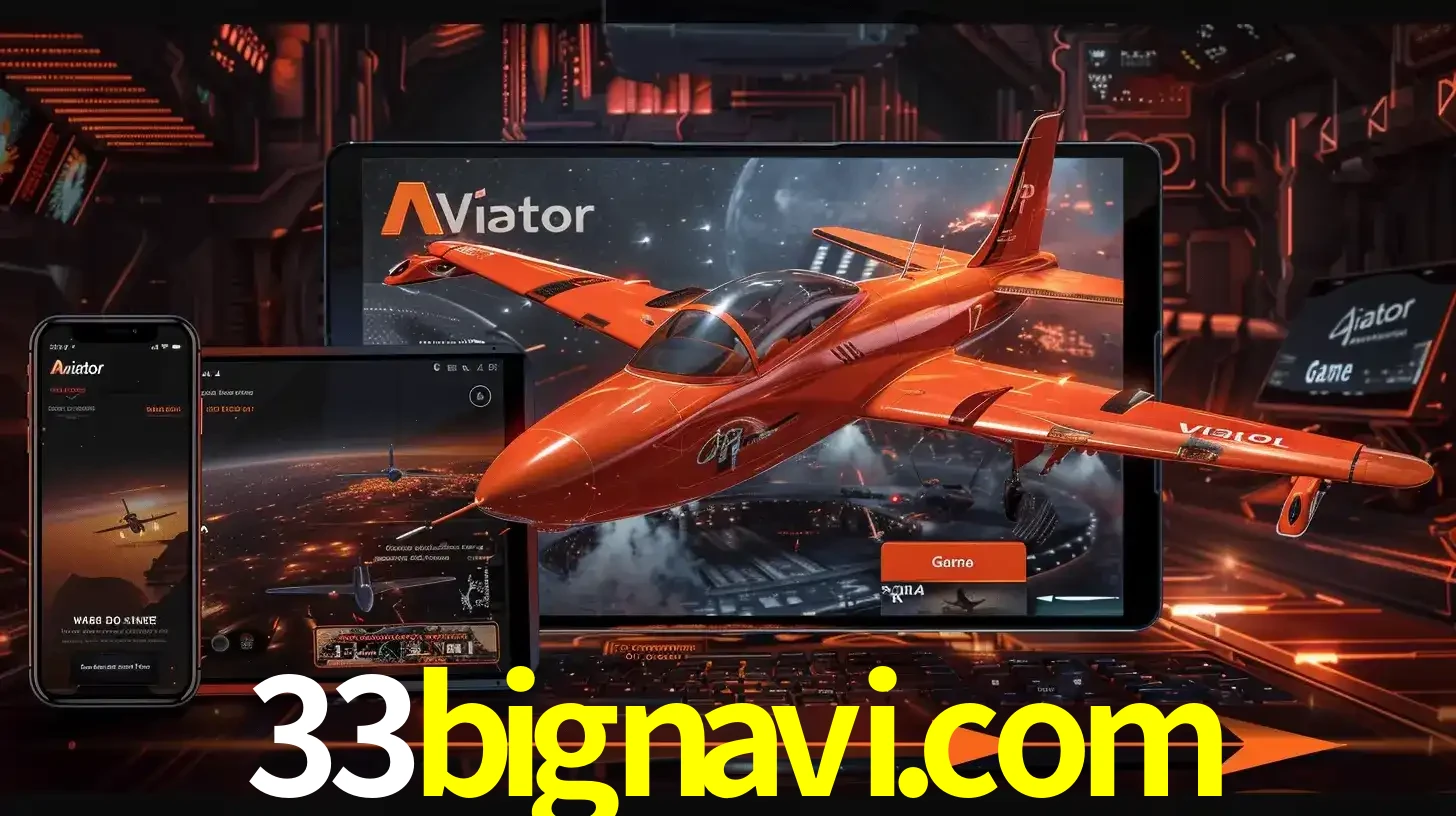 Apresentação tecnológica do jogo Aviator com um avião saindo da tela de um tablet, demonstrando a experiência imersiva em múltiplos dispositivos no 33bignavi.com.