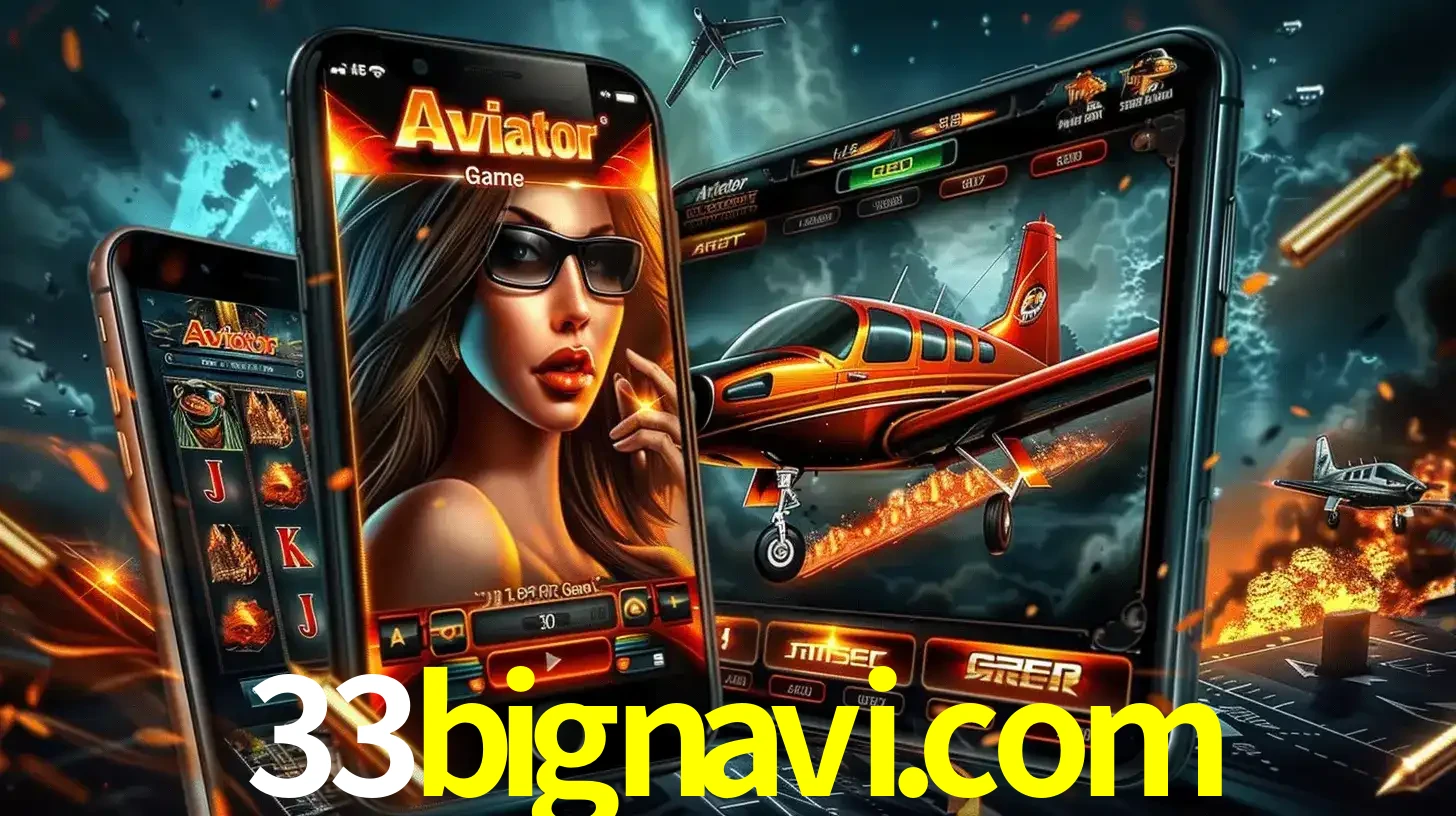 O popular jogo de apostas Aviator exibido em vários celulares e tablets, mostrando a interface emocionante e a ação de voo disponíveis para jogar agora no 33bignavi.com.