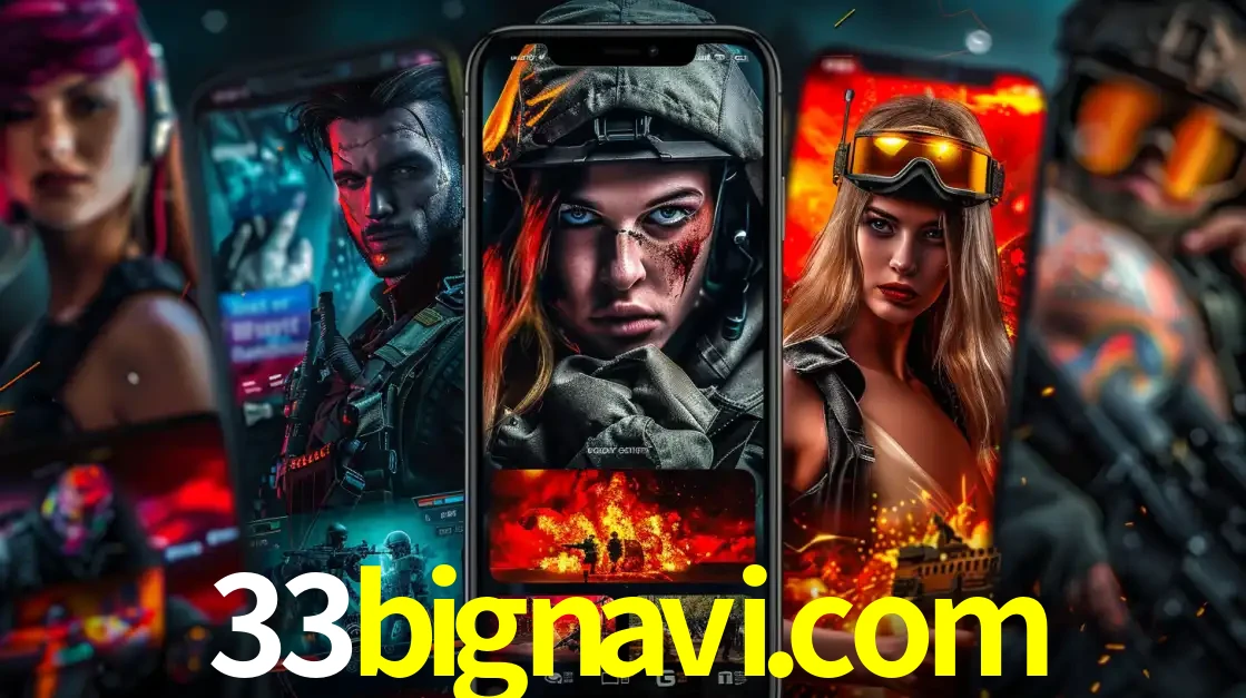 Montagem de telas de celular mostrando diversos personagens, masculinos e femininos, de um jogo de tiro, ilustrando a diversidade de equipes de e-sports para apostar no 33bignavi.com.