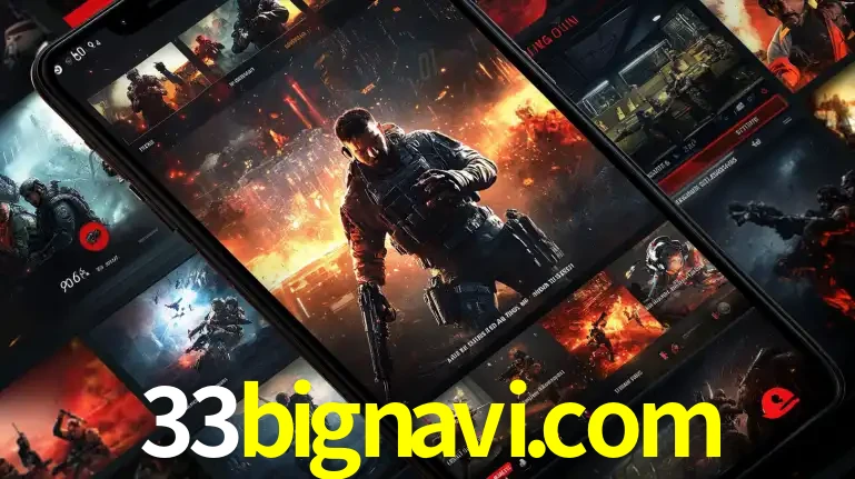 Tela de um celular exibindo uma galeria de jogos de tiro com temática militar, mostrando a variedade de e-sports disponíveis para apostas na plataforma de entretenimento 33bignavi.com.
